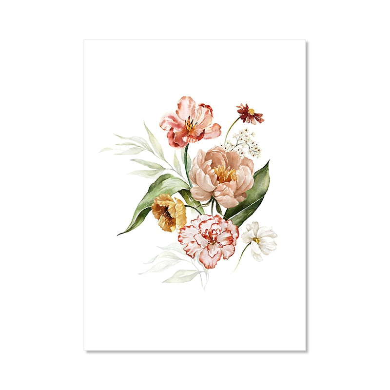 Green Gold Leaves Floral Poster