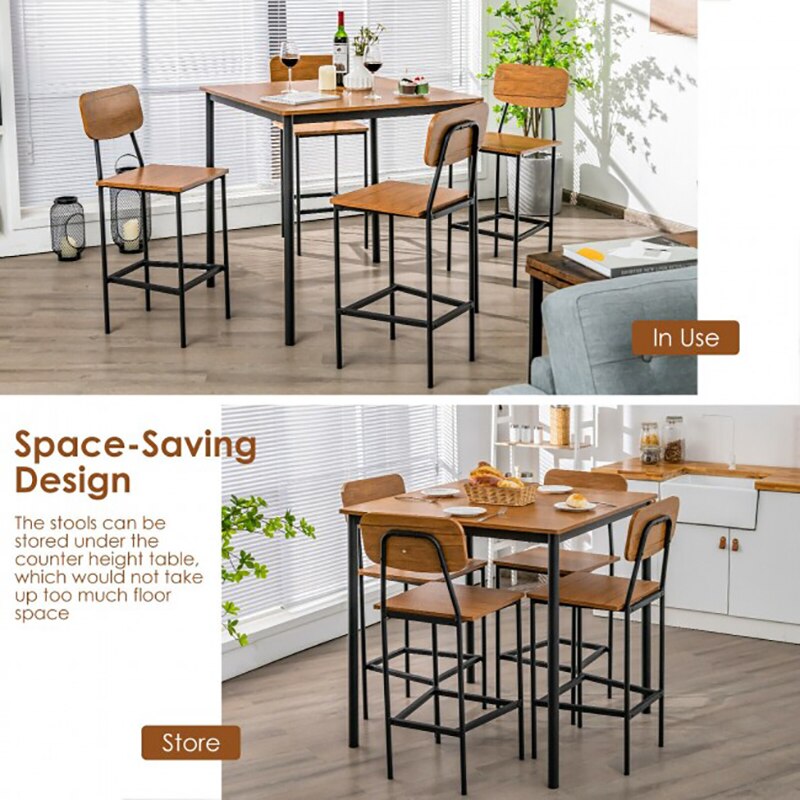 5-Piece Industrial Dining Table Set