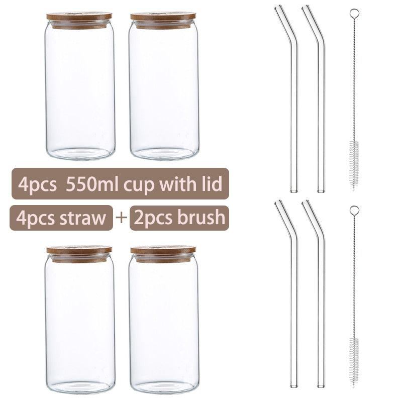 Creative Glass Cup With Bamboo Lid