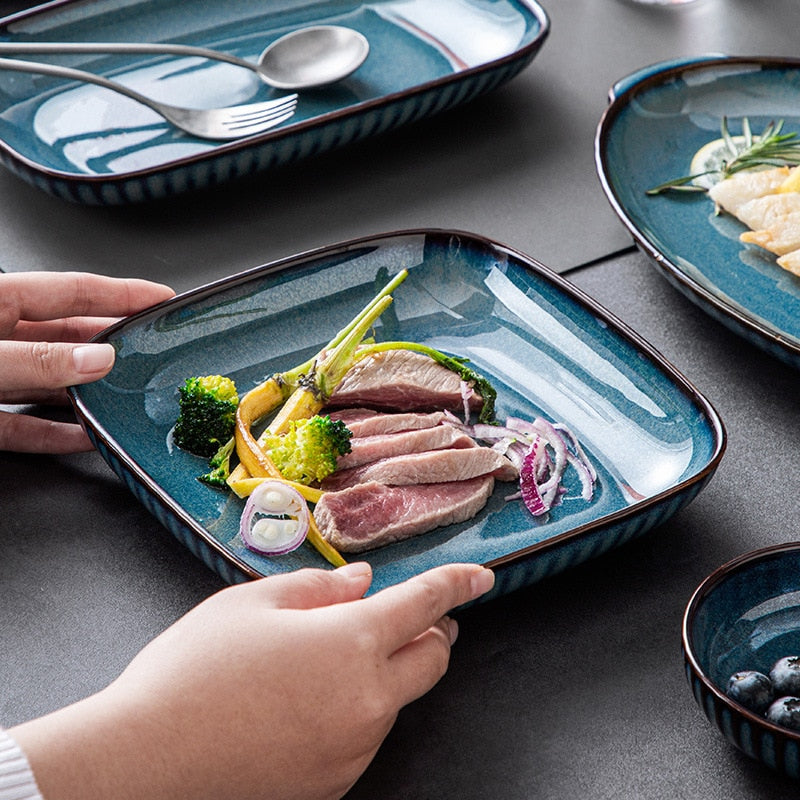 Blue Glazed Tableware Set