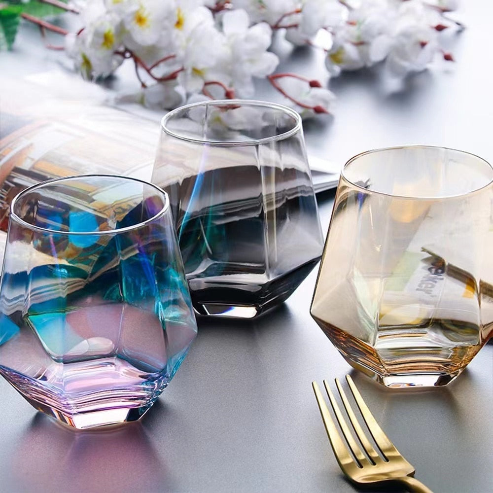 1PC Creative Diamond Hexagonal Wine Cup Glass