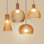 Hand-made Wooden Birdcage Pendant Lamp